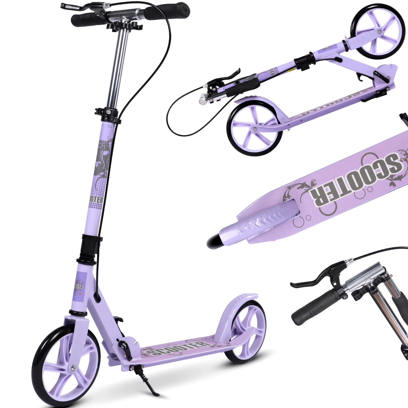 Kick Scooter, 2-Wheel Foldable Scooter for Kids Ages 6+ with Adjustable Handleba