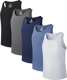DAVID ARCHY Men's Tank Top Bamboo Rayon Undershirts Tank Shirt Comfy Soft T Shirts for Men, 3 or 5 Pack