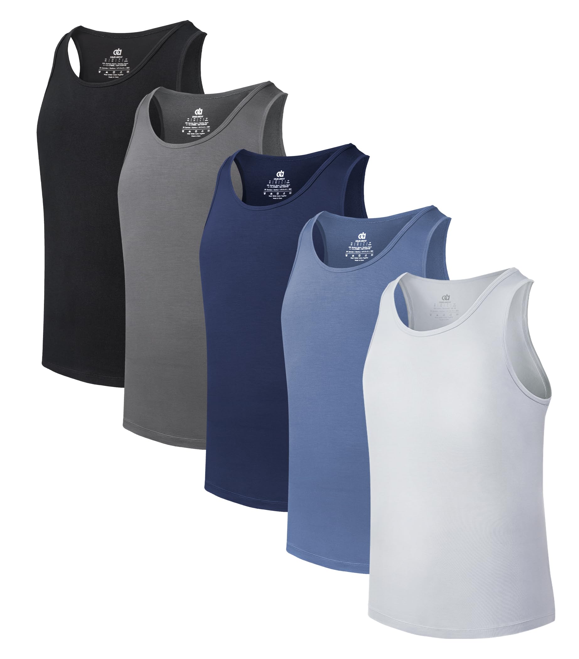DAVID ARCHY Men's Tank Top Bamboo Rayon Undershirts Tank Shirt Comfy Soft T Shir