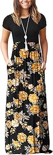 DEARCASE Maxi Dress for Women Short Sleeve Casual Summer Loose Plain Comfy Long Dresses with Pockets