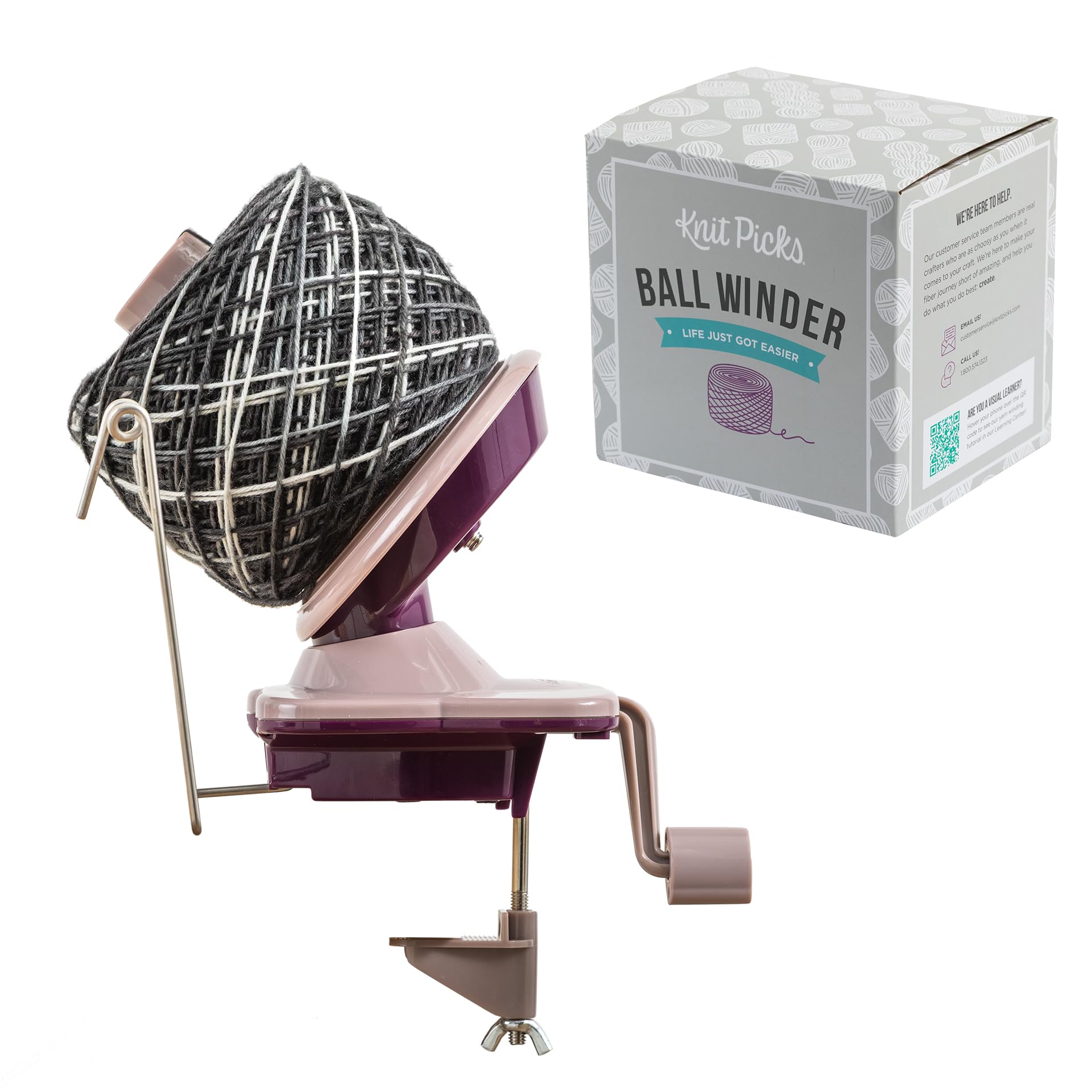 Knit Picks Yarn Ball Winder for Knitting and Crocheting (Purple) | Manual ball w