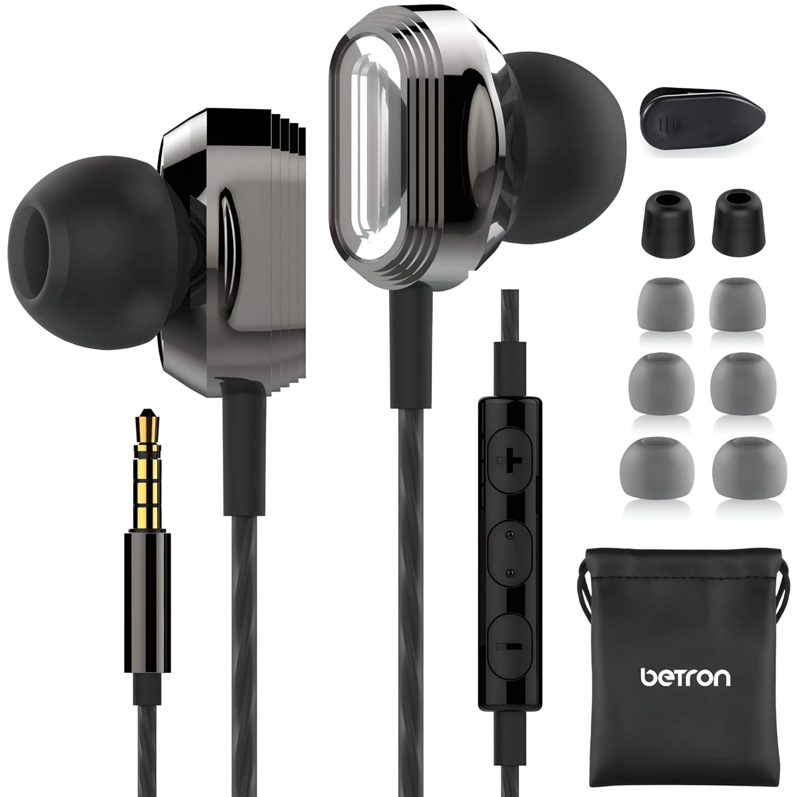Betron Pro-X7 Wired In-Ear Headphones with Microphone, Noise Isolating Earphones