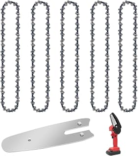 GIONAR 5 Pcs 6 Inch Chainsaw Chain, Mini Chainsaw Chain with 37 Drive Links, Carbon Steel Material, with 1 Guide, Suitable for Cutting, Carving, and Pruning with Mini Chainsaws