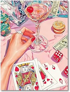 Pink Diamond Art Kits for Adults,Poker Diamond Painting Kits 12X16 in