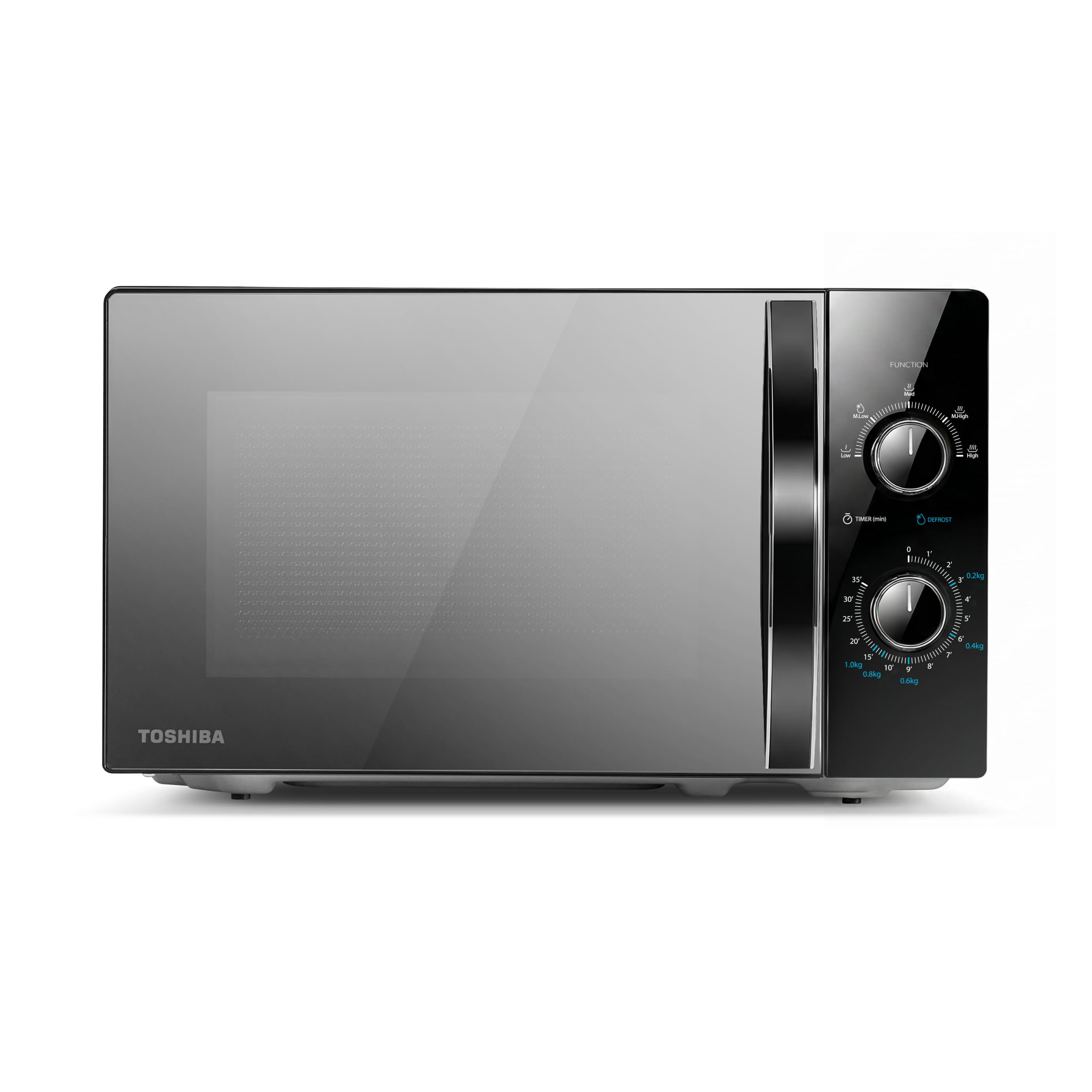 TOSHIBA Black Mirror Front Microwave 20 Liter 700W Manual Control, Compact with 