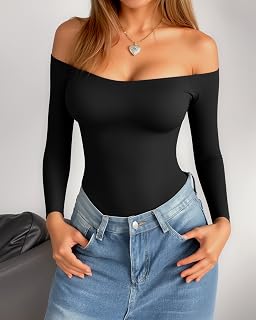 Off Shoulder Long Sleeve Tops for Women Elegant Slim Fit