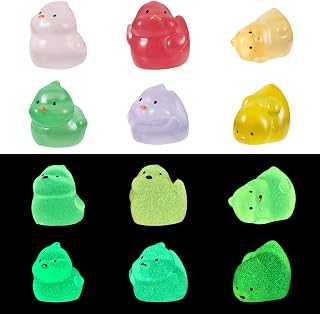 12 Pcs Mini Miniature Chicks Luminous Resin Glow In The Dark Fairy Garden Fish Tank Potted Plants DIY Micro Landscape