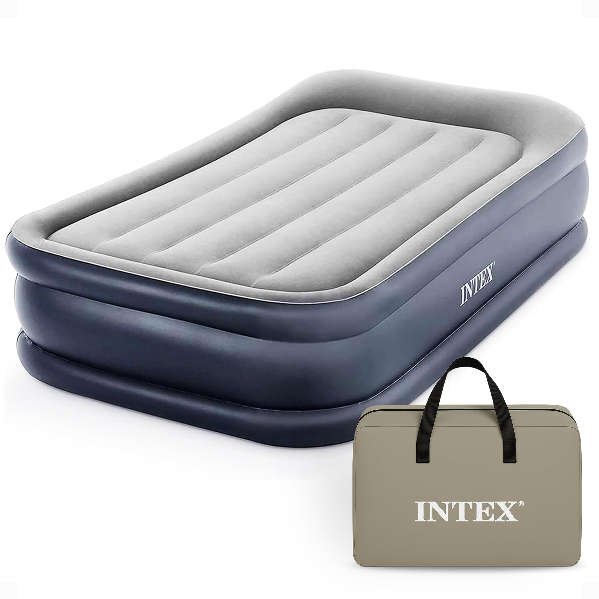 Intex 64131ED Dura-Beam Plus Deluxe Pillow Rest Air Mattress: Fiber-Tech – Twin 