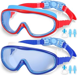 EasYoung 2-Pack Kids Swim Goggles, Swimming Goggles for Children and Early Teens from 3 to 15 Years Old, Wide Vision, Anti-Fog, Waterproof, UV Protection