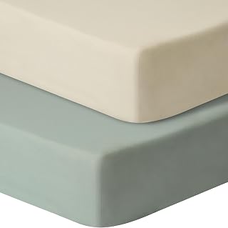GUNTAIL Baby Crib Sheets for Boys Girls, 2 Pack Fitted Crib Sheet for Standard Crib and Toddler Mattress, Soft Microfiber Baby Sheet 52x28x8in (Brown &amp; Green)