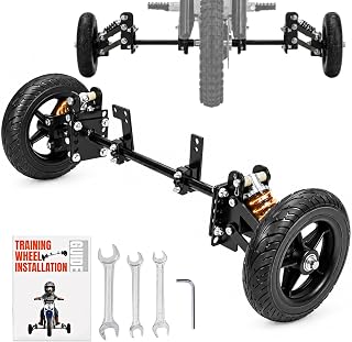 Heavy-Duty Shock-Absorbing Dirt Bike Training Wheels with Suspension | for 49cc 50cc Kids Electric Gas Dirt Bike Razor MX125 MX350 MX400,PW50 TTR50, CRF50 XR50–Crossbar Link Height Adjustable