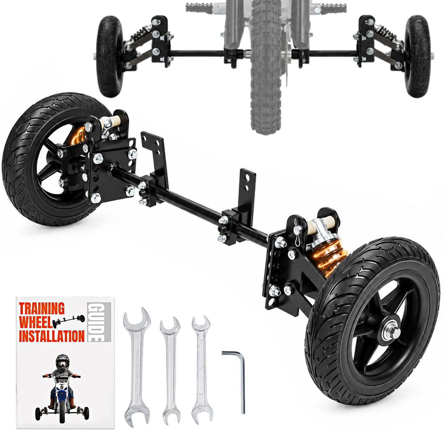 Heavy-Duty Shock-Absorbing Dirt Bike Training Wheels with Suspension | for 49cc 