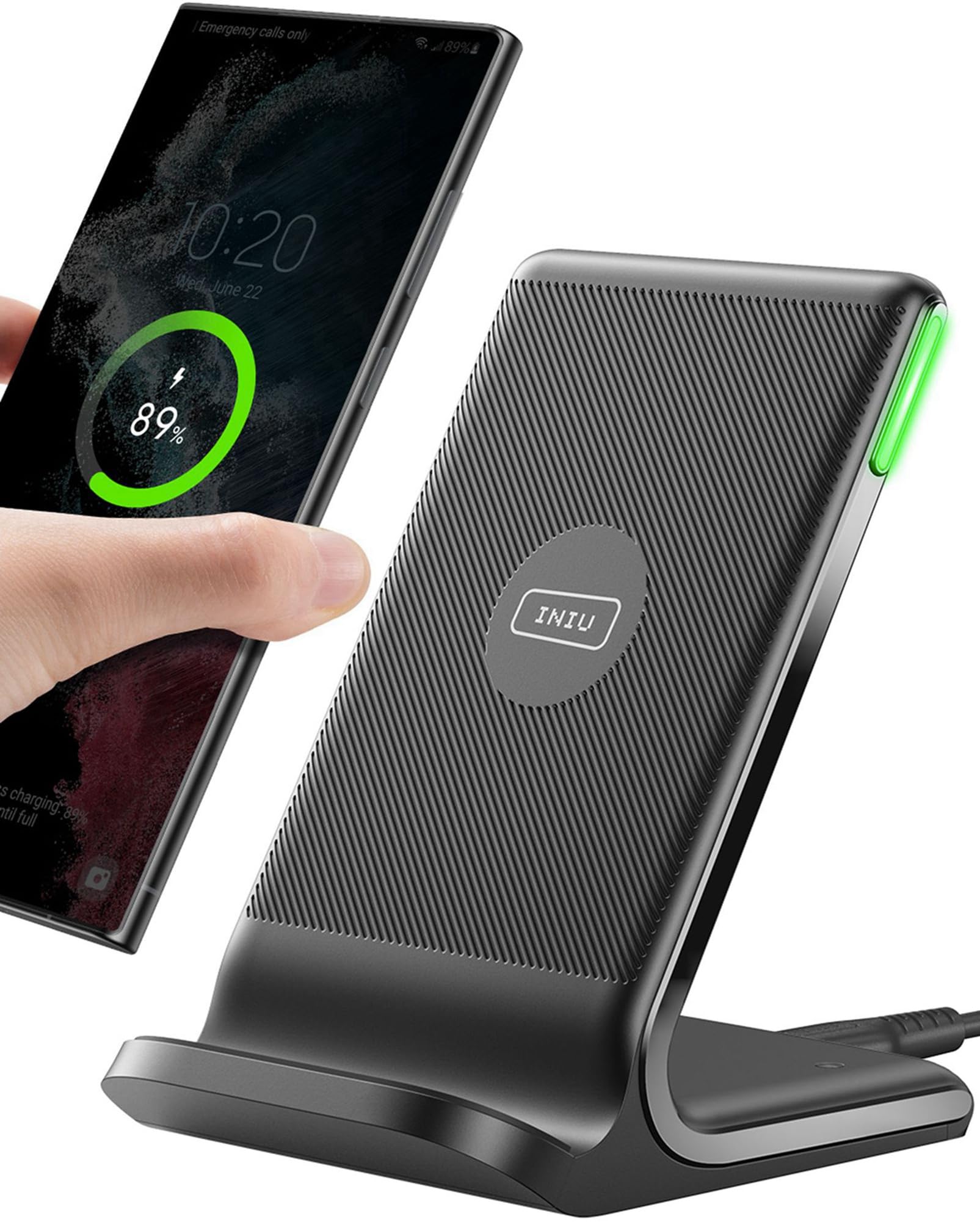 INIU Wireless Charger Stand, 15W Fast Charging Dock Phone Charger with LED | Sle