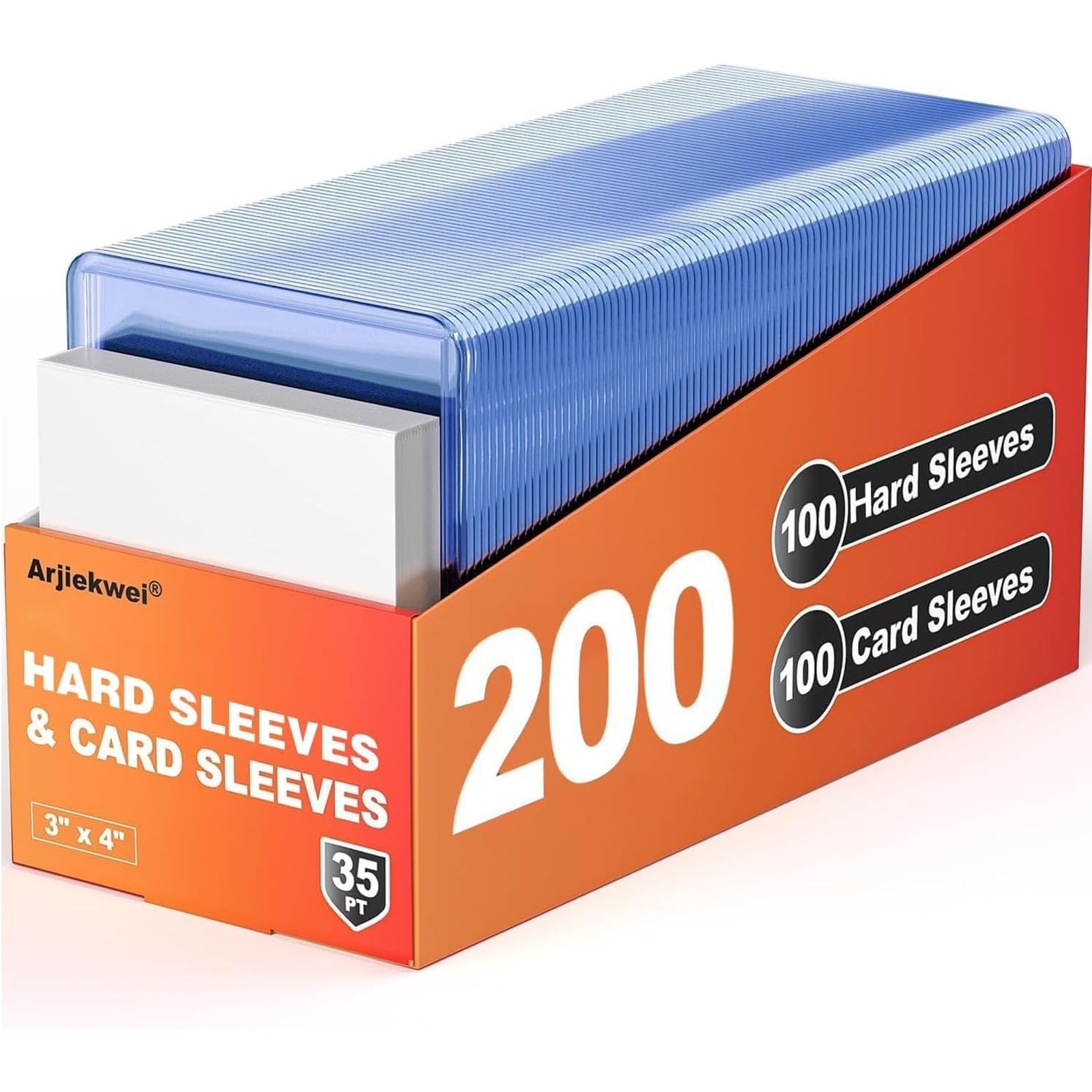 200 Card Sleeves Hard Plastic, Arjiekwei 3"X 4" Trading Card Holder, 35PT | Base