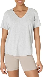 Amazon Essentials Womens Active Soft Cotton Relaxed Fit V-Neck Short Sleeve Lightweight Yoga Workout T-Shirt
