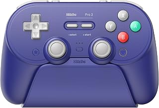 8BitDo Pro 3 Bluetooth Controller for Switch/Switch 2 – TMR Joysticks, Swappable ABXY Buttons, Pro Back Buttons, Charging Dock, Hall Effect Triggers, for Windows, Apple, SteamOS, Android - Purple