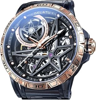 OLEVS Orologio da uomo automatico meccanico scheletro di lusso grande quadrante impermeabile 50 m luminoso orologi per gli uomini regalo oro rosa nero argento