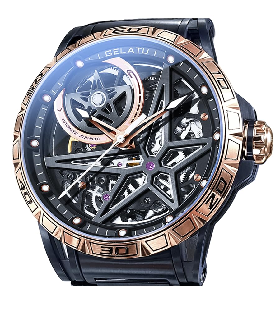 OLEVS Orologio da uomo automatico meccanico scheletro di lusso grande quadrante 