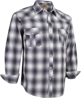 Coevals Club Men's Western Cowboy Pearl Snap Work Plaid Solid Long Sleeve Two Pocket Casual Button Up Shirts