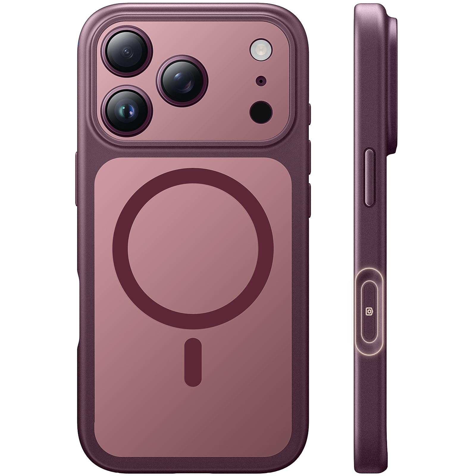 TAURI for iPhone 18 Pro Case, Compatible with MagSafe, Burgundy | (Full Camera P