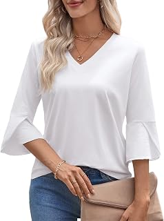 Valiamcep T Shirts Short Ruffle Sleeve V Neck Tees Womens Tops Beach Vacation 2026 Casual Summer Spring Outfits