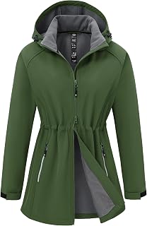 MoFiz Giacca softshell da donna, impermeabile, antivento, funzionale, leggera, antivento, traspirante, con cappuccio