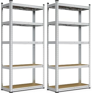 VonHaus Garage Shelving Units - Pack of 2 Heavy Duty Racking for Home, Office, Shed and Garage Storage - 5-Tier Shelving Units for Storage, 175kg Capacity Per Shelf - 1.5m Racking
