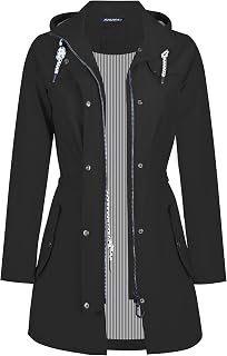 Women's Rain Jacket Long Waterproof Breathable Transition Jacket Hooded Outdoor Jacket S-3XL