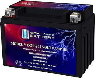 Mighty Max Battery YTX9-BS -12 Volt 8 AH, 135 CCA, Rechargeable Maintenance Free SLA AGM Motorcycle Battery