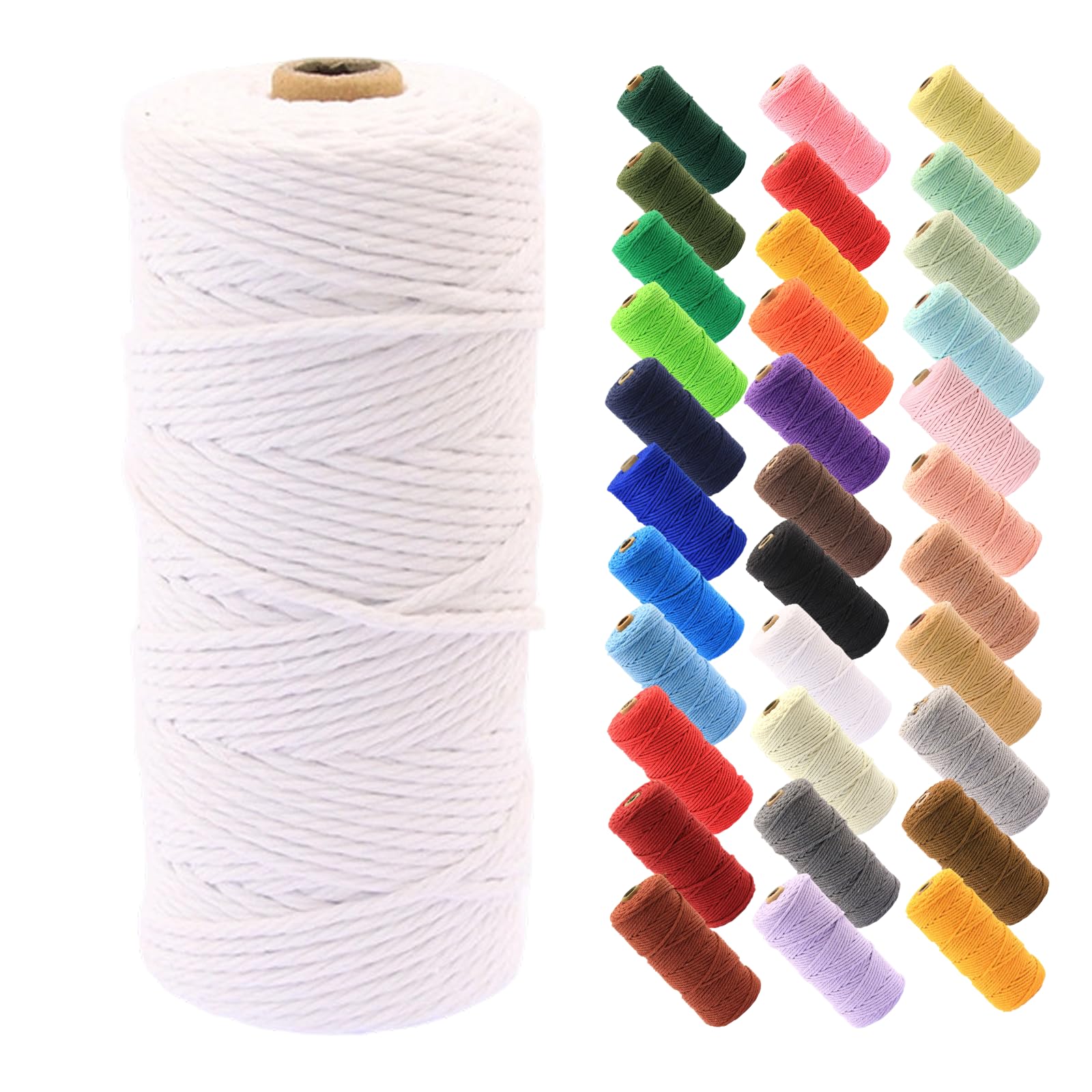 Macrame Rope 1/8 inch x 100 Yards Braided Knots Rope Roll for DIY Projects Hangi