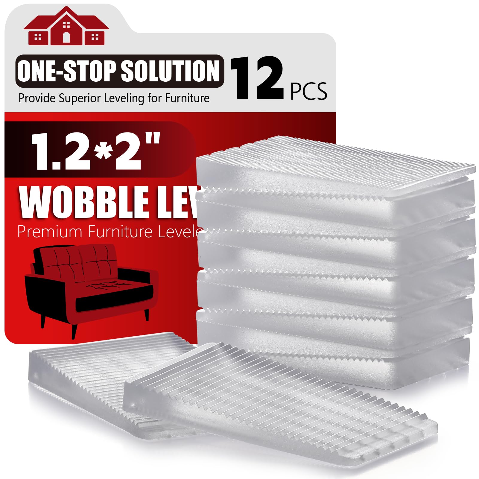 Flexible Plastic Shims 12pcs Kit Size Variety | Clear Leveling Kit for Home Impr
