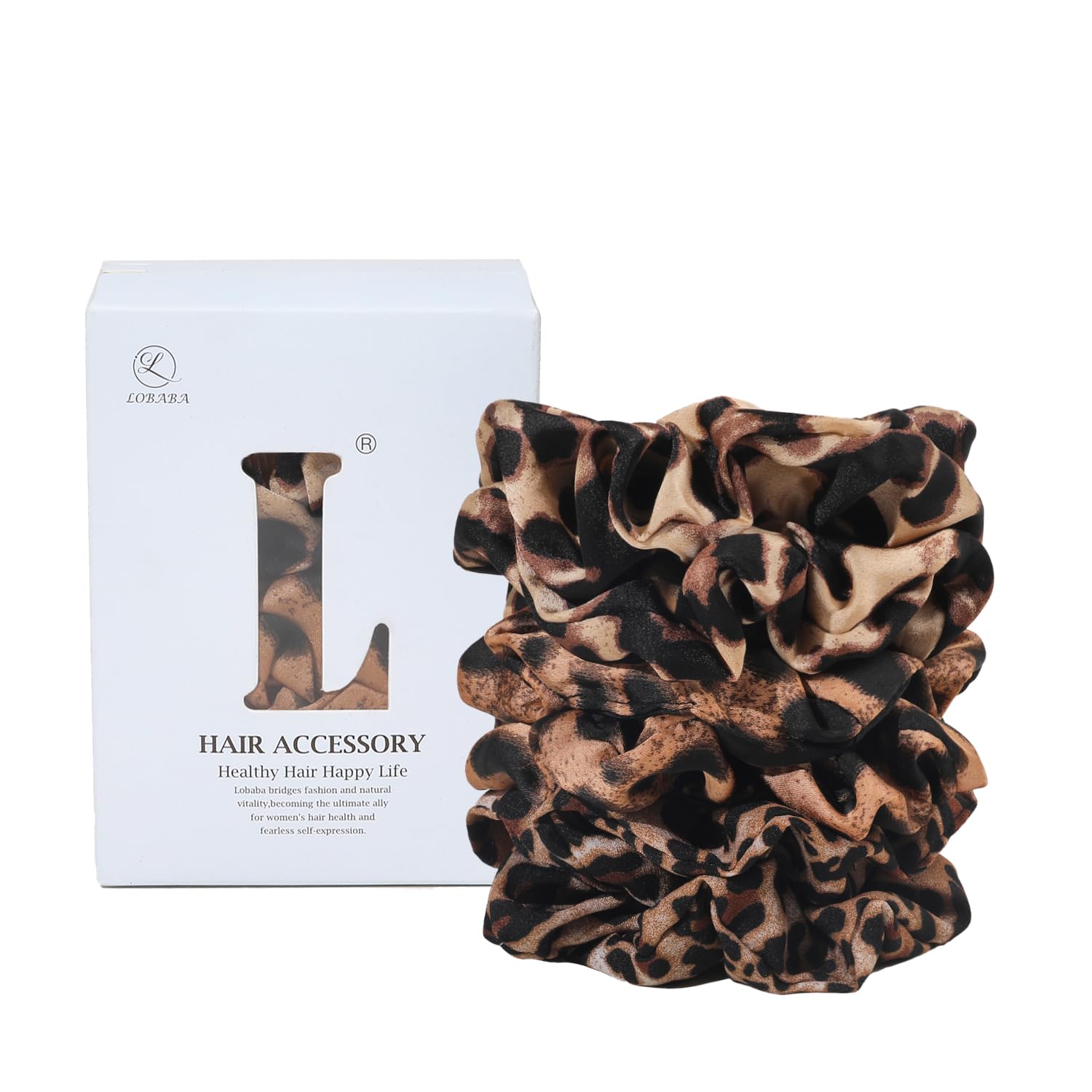 6 Pcs Women Silk Satin Leopard Print Hair Scrunchies Large Ponytail Holders for 