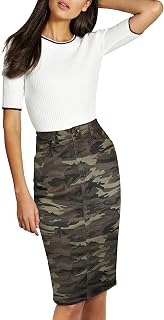 Lexi Womens Stretch Pencil Skirts with Functional Pockets, A Line & Destructed Mini Denim Skirts