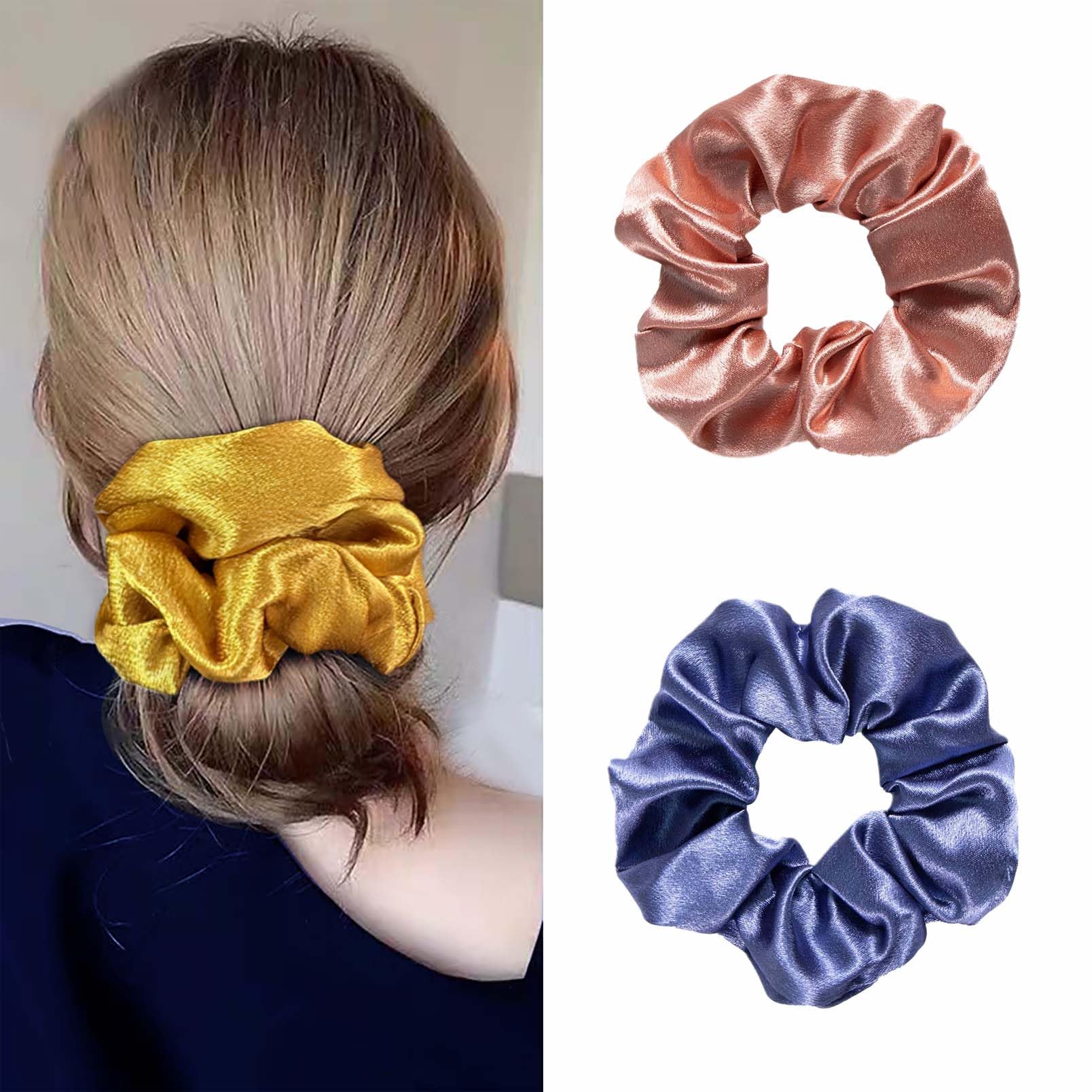 3 Pcs Silk Satin Hair Scrunchies Elastic Hair Tie Hair Ring Elegant Ponytail Hai