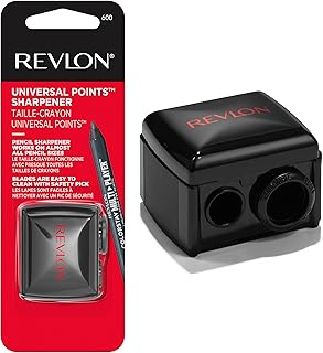 Revlon Universal Points Makeup Sharpener, Black, 1 Count | Makeup sharpener for wooden and plastic pencils. Fits small to large sizes and is easy to clean.
