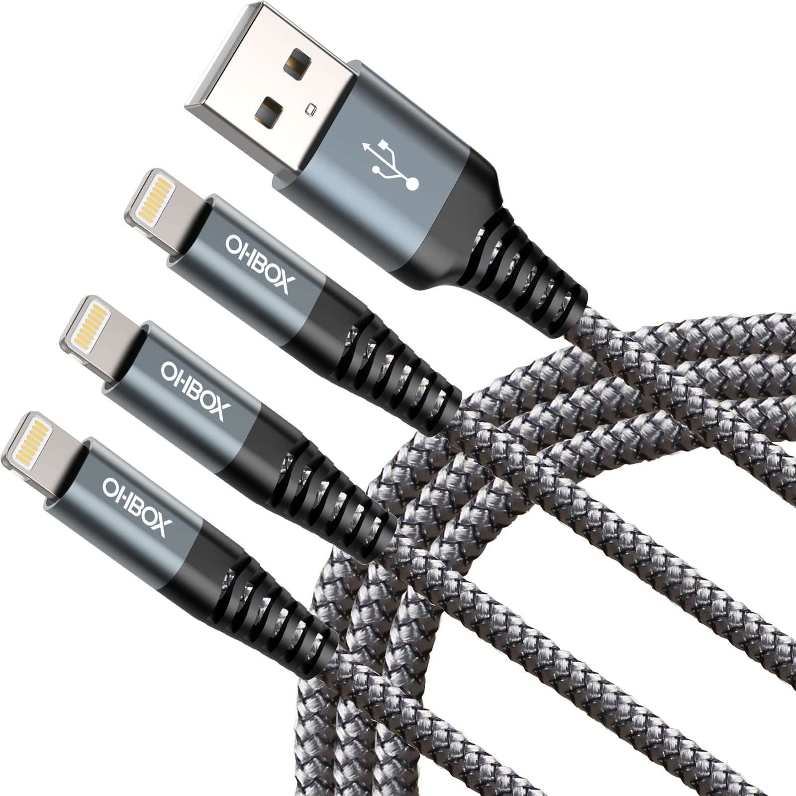 ohbox Lightning Cable 3 Pack 3 Pack Heavy Duty iPhone Charger Cable Nylon Braide