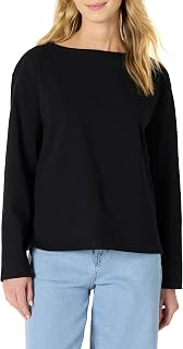 Amazon Essentials Womens 100% Cotton Heavyweight Long-Sleeve Boatneck Top