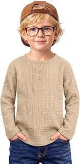 Toddler Boys Henley Shirts Cotton Gauze Tops