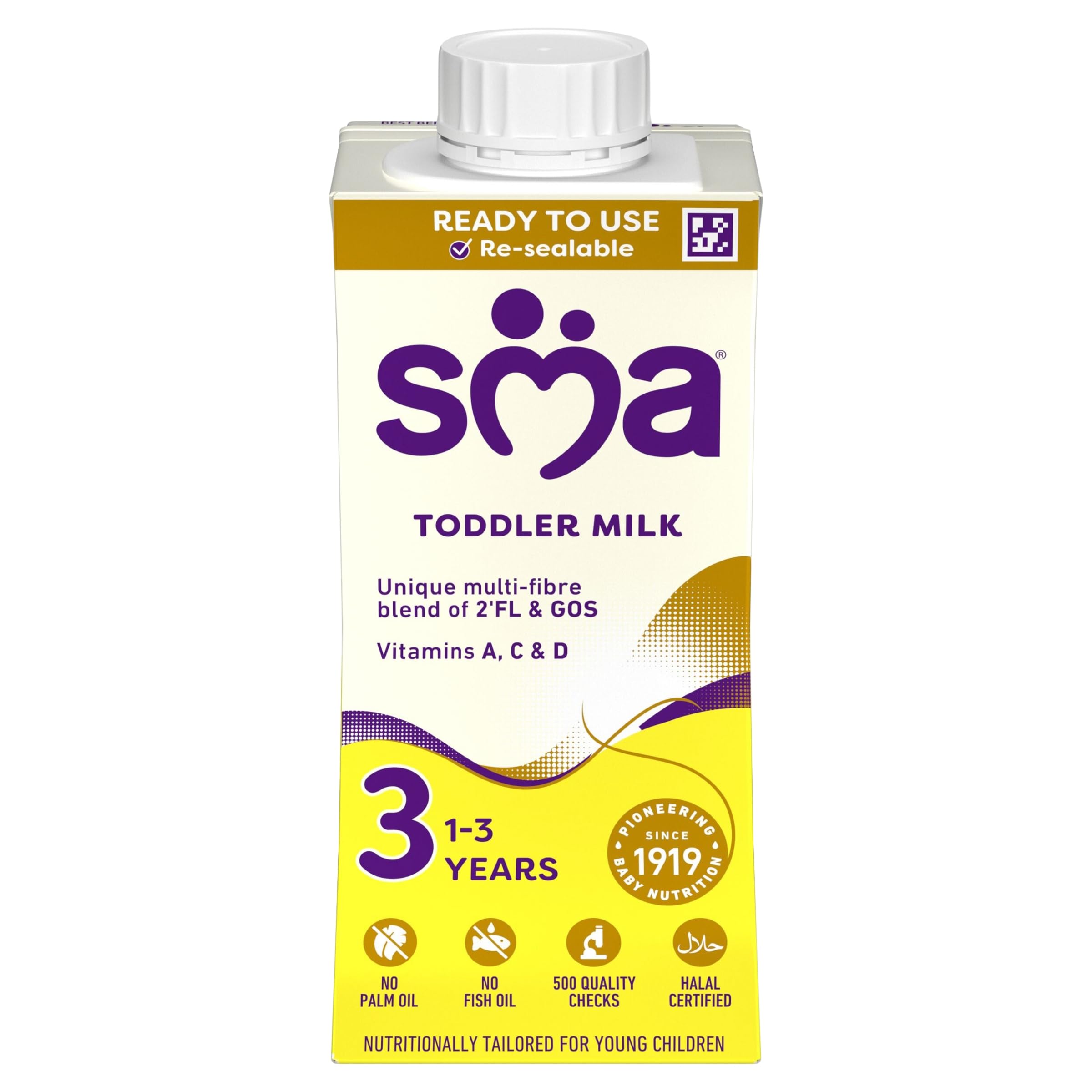 SMA 3 Toddler Baby Milk Ready Drink Liquid Formula, 1-3 Years 200ml (Pack of 12)
