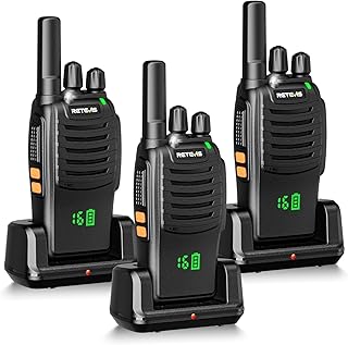 Retevis H777H Walkie Talkie 3er Set, Rechargeable Two Way Radio with Hidden Screen, 3-Pack, USB-C, 19H Battery, 9-Level Noise Reduction, VOX Hands Free for Hiking & Outdoor Emergency (Black, 3 Pcs)