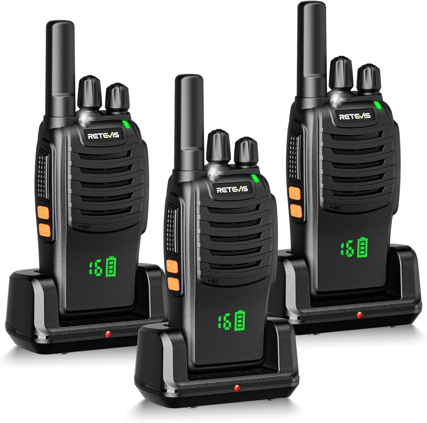 Retevis H777H Walkie Talkie 3er Set, Rechargeable Two Way Radio with Hidden Scre