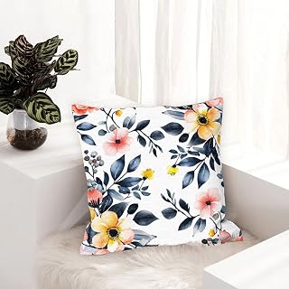 Set of 1 Decorative Throw Pillow Covers Square Floral Pattern Cushion Covers Outdoor Farmhouse Sofa Living Room Bedroom Home Decor 18x18 Inch A28