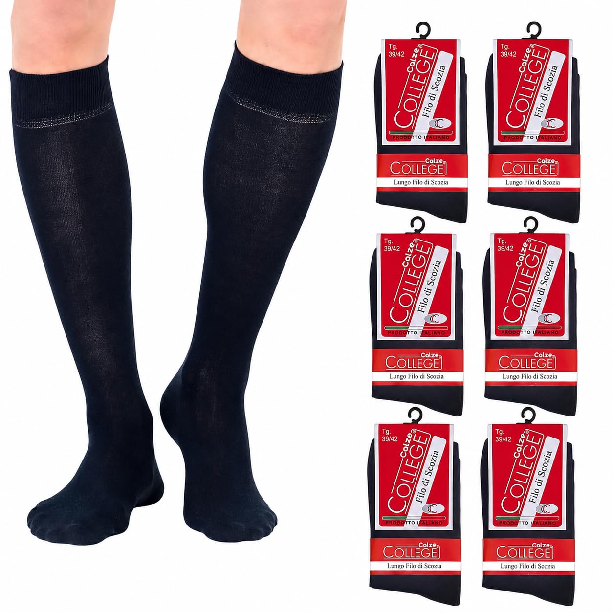Infinity 9 or 6 pairs long socks man cotton Scotland thread elastic