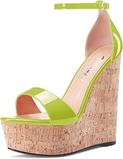 CASTAMERE Women's High Wedge Platform Heel Open Toe Strappy Ankle Sandals Wedding Party Dress 15CM Heels