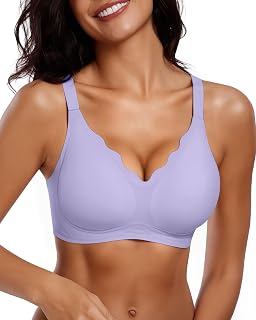 Vertvie Women's Seamless Bra Wirefree Non-Wired Push Up Full Coverage Comfortable Scalloped Bra