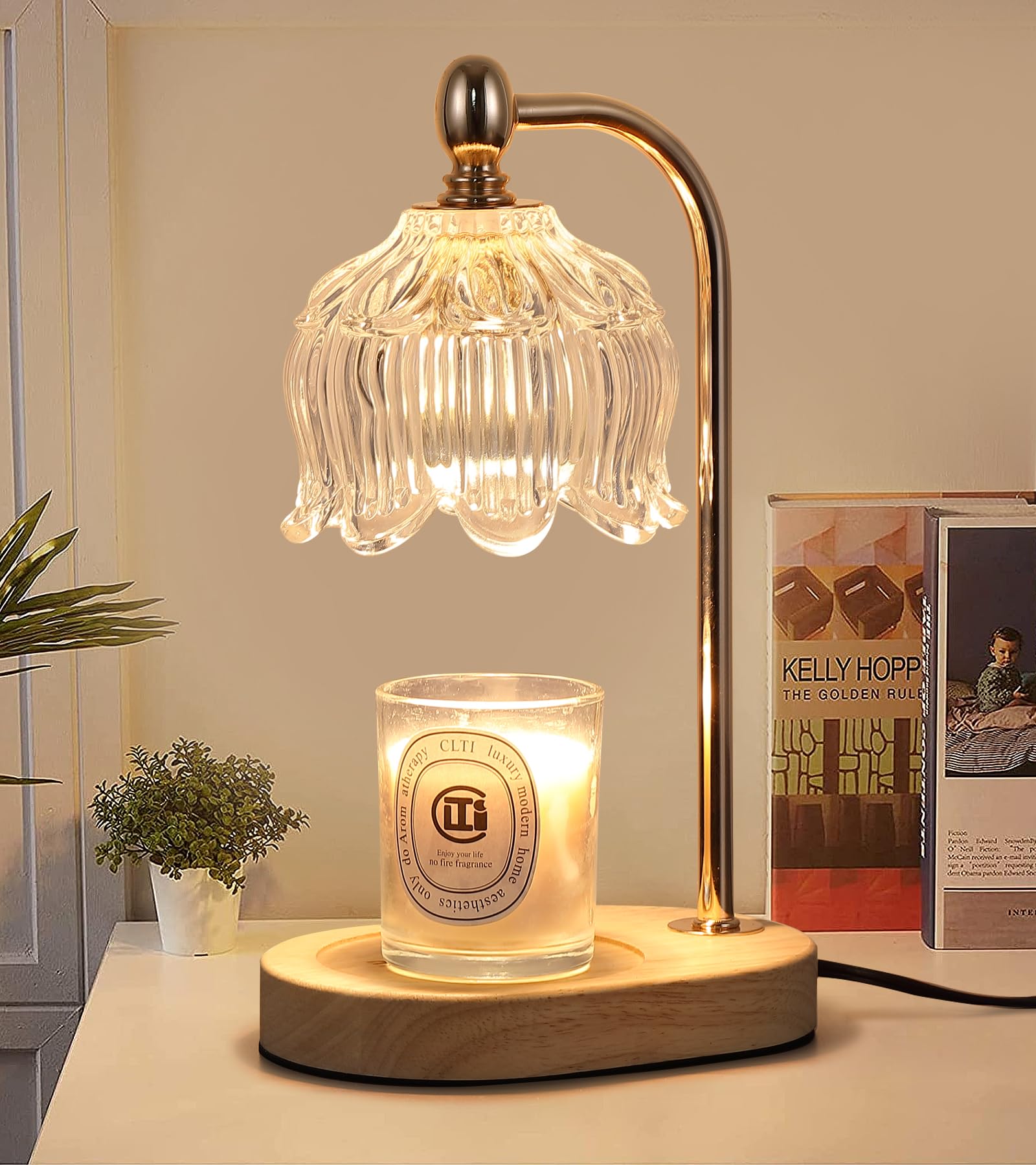 Candle Warmer Lamp with Timer and Dimmer,Electric Gold Candle Warmer Light Gifts