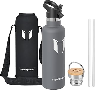 Super Sparrow Insulated Flask – Insulated Bottle – 1000 ml – Stainless Steel Water Bottle with Standard Mouth – Leakproof Sports Bottle – BPA-Free Children's Water Bottle for Sports, Gym, Travel