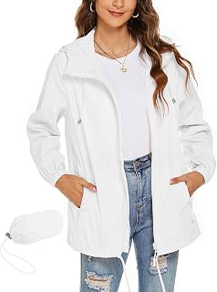 Rapbin - Women's Lightweight Waterproof Windbreaker Jacket Slim Practical Travel Rain Jacket for Cycling