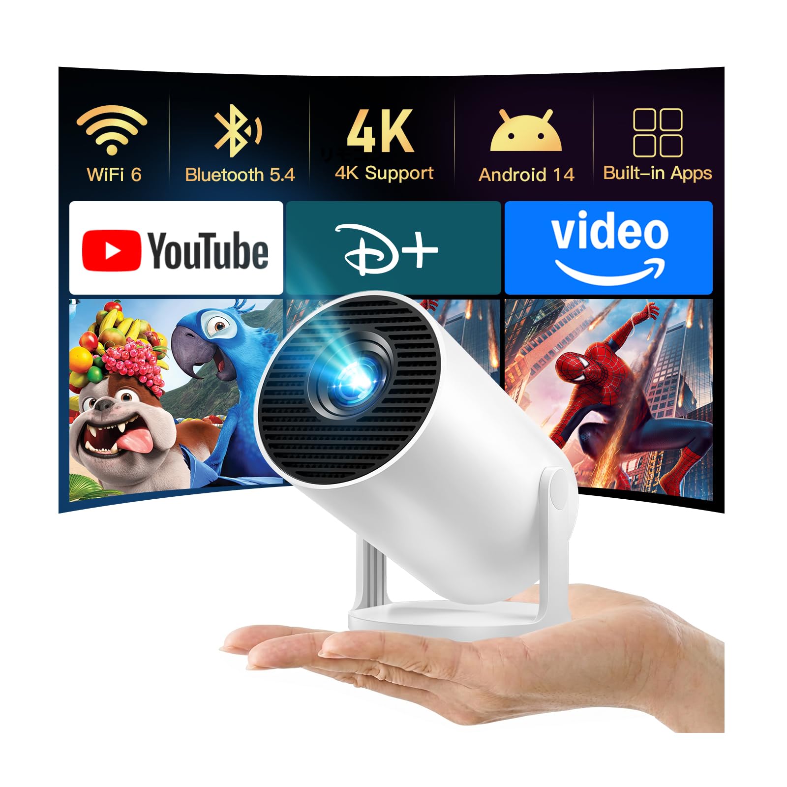 [2026 Upgraded] Mini Projector 4K Supported, Built-in App, Android TV OS X1 | Pr