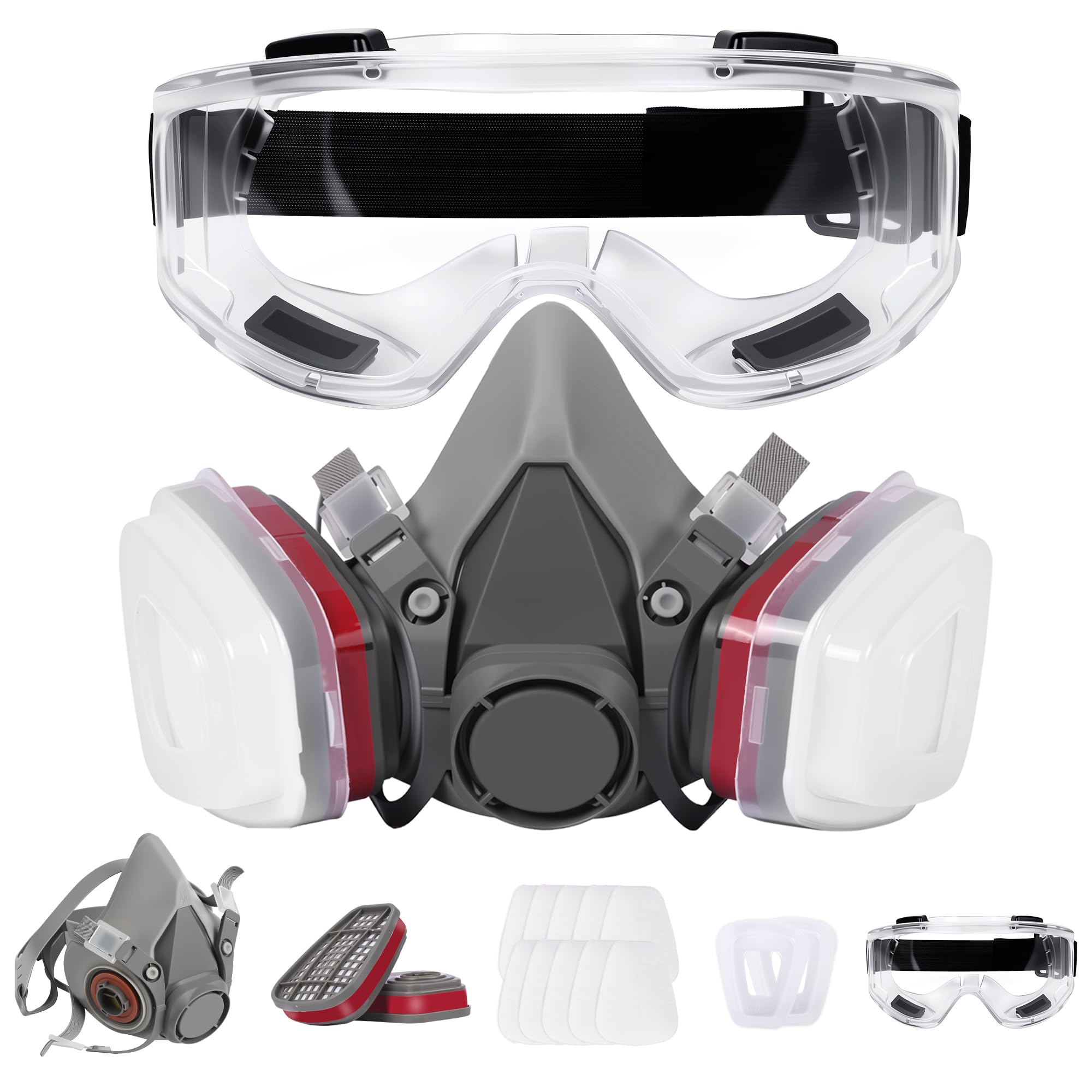 Reusable Respirator Half Face Mask, Gas Cover Organic Vapor Mask and Filters: Pa
